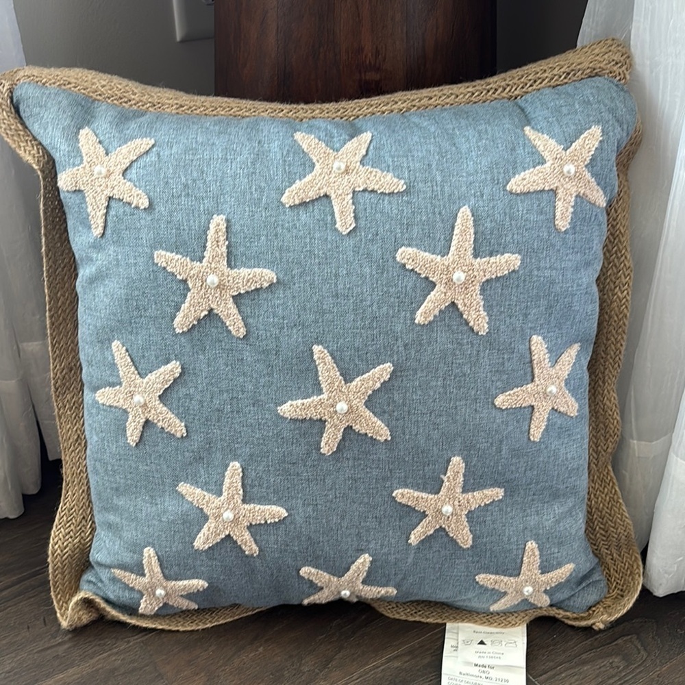 Jute Rope Braided Trim,Raised Starfish w/faux pearls,decorative beach,summer